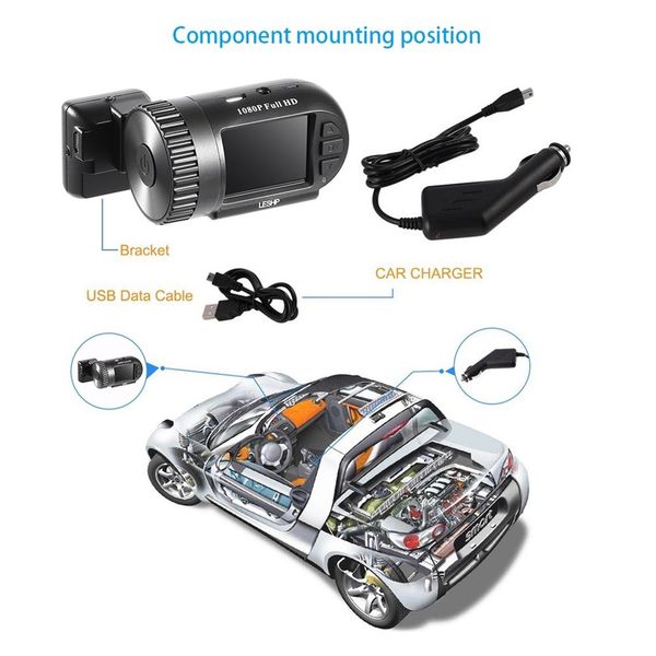 

leshp 801s 12m 1.5 inch tft colorful lcd screen h.264 g-sensor protecting dash camera vehicle traffic recorder car