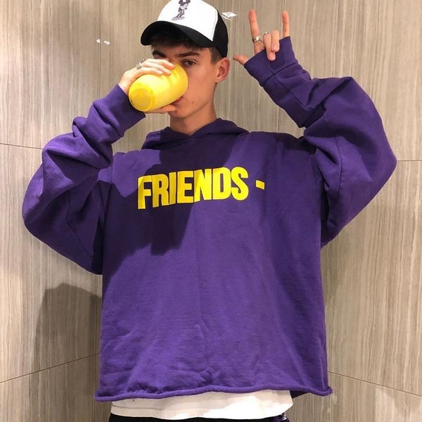 

высокое качество большой v life miami limited толстовки kanye одинаковые друзья orange hoodie hip hop хем tearing мужчины и женщины пара сви, Black