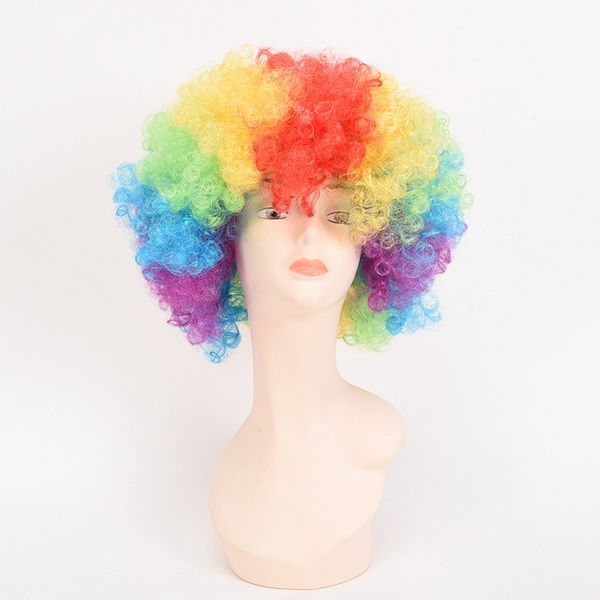 

halloween wigs rainbow wild-curl up cosplay party hair wigs costume party clown colorful wig ing, Black