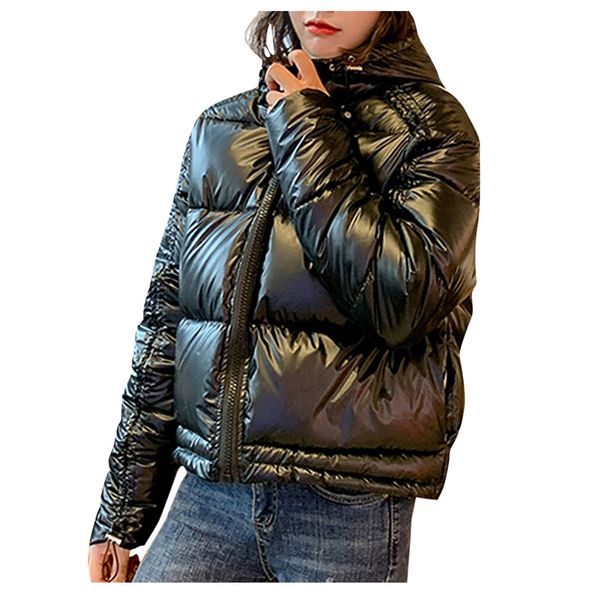 

fashion ladies parka jackets women winter warm hooded cotton winter jacket solid long-sleeved coat giubbotto donna #y3, Tan;black