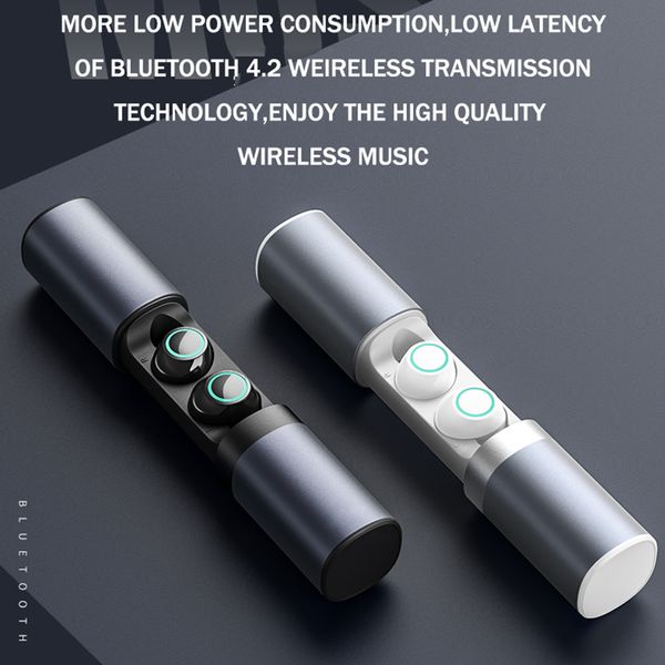 

tws bluetooth headset fast delivery mini 1:1 noise reduction invisible waterproof t6 tws space gray aluminum alloy charging compartment