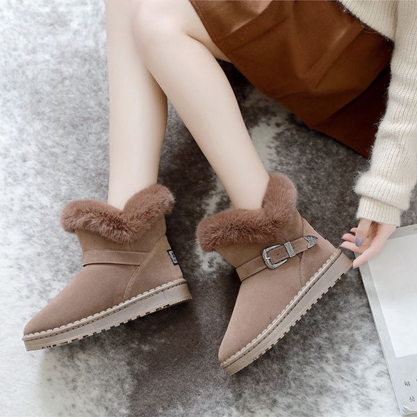 

300 snow winter leather women kneel half long boots ankle black grey chestnut navy blue red coffee womens girl shoes