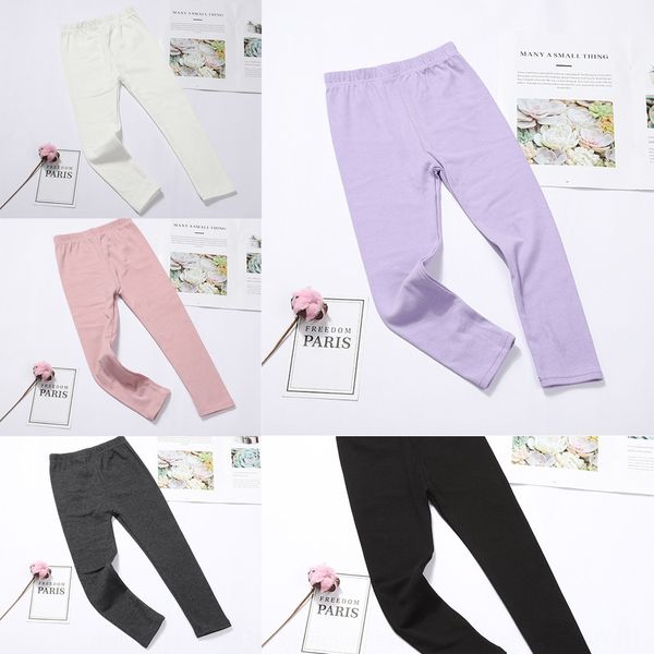 

dhxyz 2019 autumn clothing medium and large pants children's cotton leggings pure color all-match women's leggings panty children, Blue