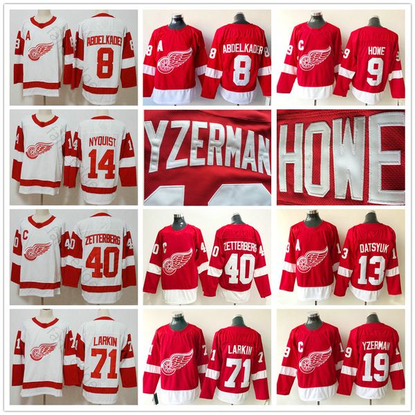 

сшитый detroit red wings 8 абделькадер 9 горди хау 14 gustav найквиста 13 павел дацюк 19 стив айзерман 71 ларкин хоккей трикотажных изделий, Black;red