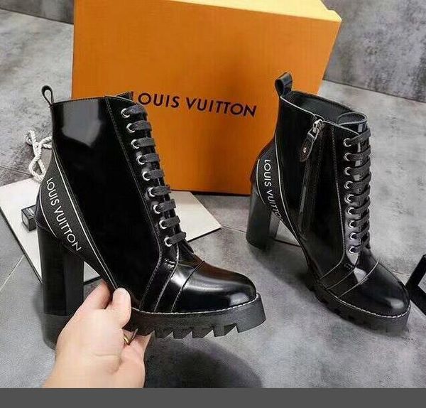 

kp31t latest women world tour desert boot women platform boot spaceship ankle boots heel medal fashion martin boots, Black