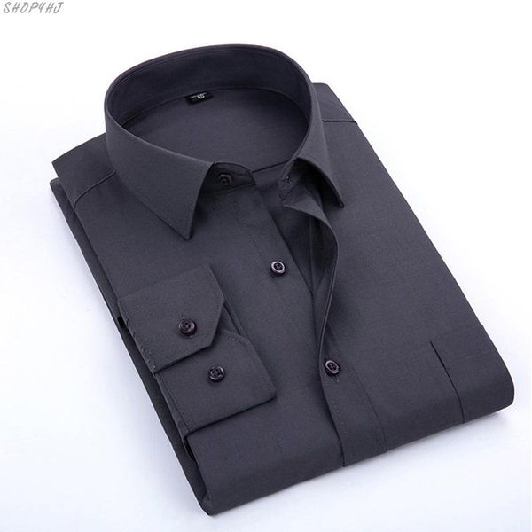 

long sleeve big size formal shirts for men office clothing 6xl 7xl 8xl dress men shirt black, White;black