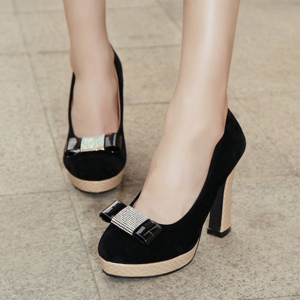 

sarairis new wholesale high heels plus size 43 slip on platform elegant office lady spring women shoes women pumps female, Black