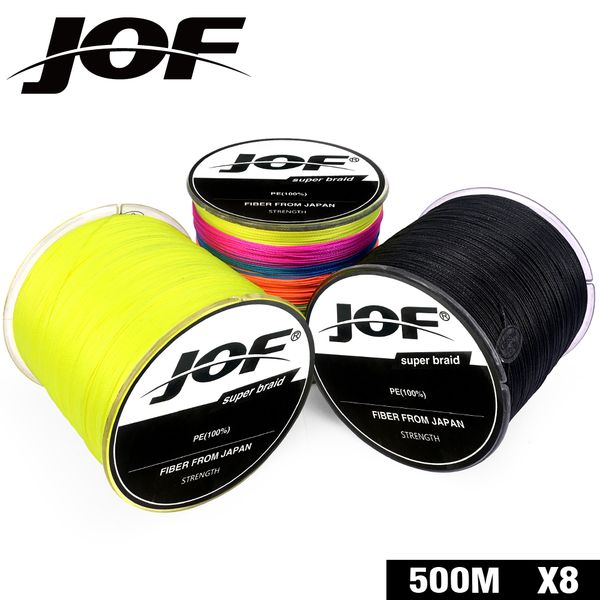 

2019 jof 500m line for fishing 8 strands pe carp fishing braided wire pesca 22-88lb 9 colors multifilament super strong cord