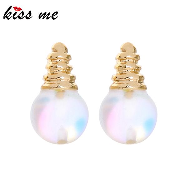 

kissme fashion simple design acrylic bulb stud earring for women new arrival handmade earring fashion charming gift jewelry, Golden;silver