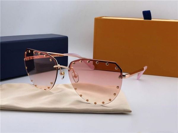 

2020 New fashion designer sunglasses frameless irregular frame with rivets popular avant-garde style top quality uv400 protection eyewear