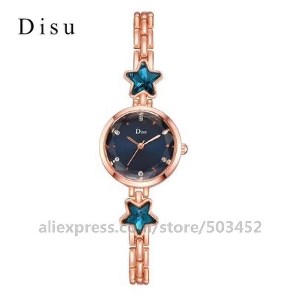 

100pcs/lot 103015 womens watches pentagram wholesale fashion bracelet watches sweet style thin belt ladies, Slivery;brown