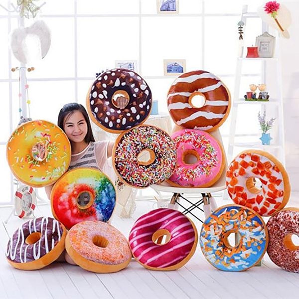 

3d creative plush donut food stuffed pillow sofa chair back car cushions mat cute simulation cushion soft cushion plush toy