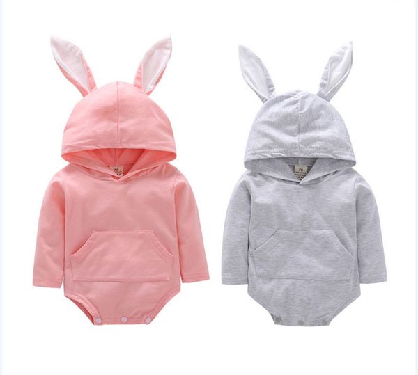 

0-24 м новорожденных детей девочка мальчик одежда с длинным рукавом с капюшоном боди с ухом элегантный милый хлопок наряды новорожденный оде, Blue