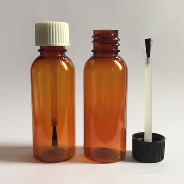 Flacone essenziale in PET ricaricabile marrone da 30 ml con bottiglia di smalto con tappo a pennello Spedizione veloce F2757
