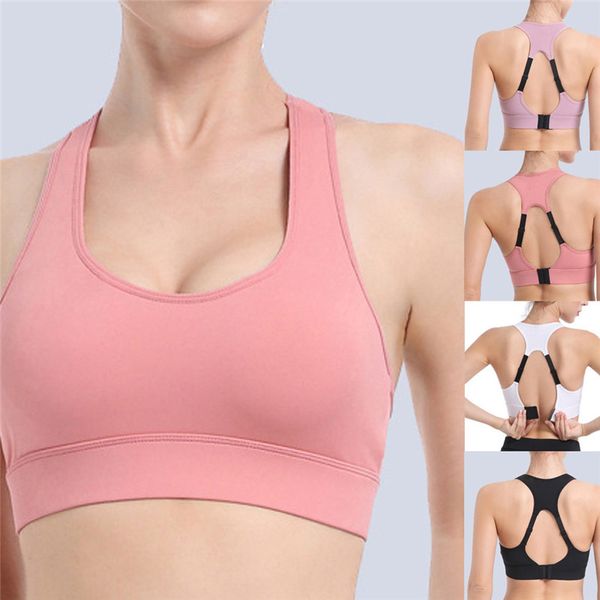 

women sports bra vest seamless fitness solid padded gym running push up bras stretch without steel ring sports underwear cd, Red;black