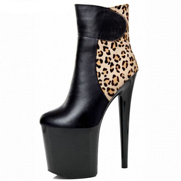 

women spring pole dance shoes night club dancing shoes platform 20cm ultra high heels ankle boots, Black