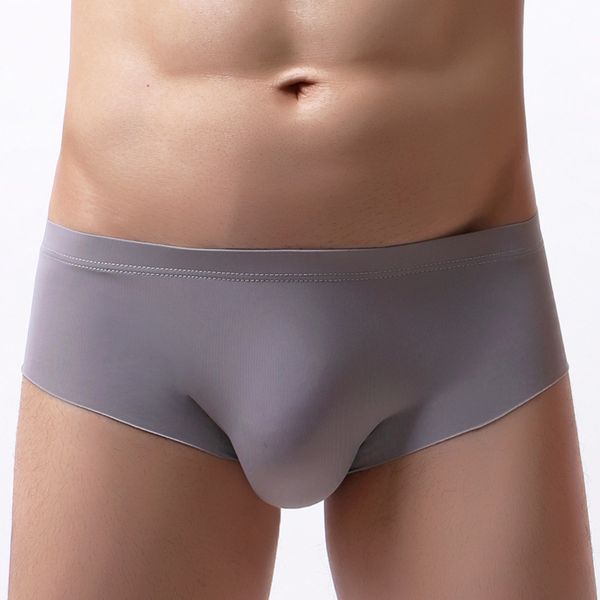 

underwear men seamless briefs shorts ice silk panties man solid semi-transparent pouch underpants cueca masculina-xl, Black;white