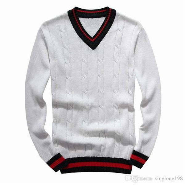 

2019 мужские свитера для отдыха роскошный свитер с вышивкой высокое качество свитера с длинным рукавом пуловер вязание свитер сплошной цвет, White;black
