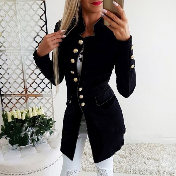

autumn women blazer slim fit smart casual long sleeve office ol lapel buttons plus size ladies jacket fall coats polyester female, White;black