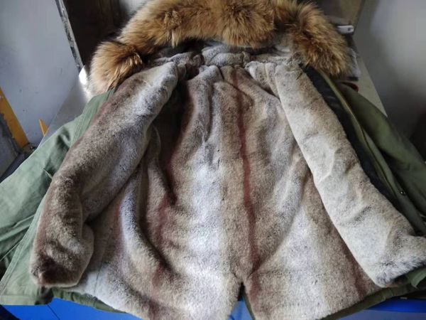 

real pictures mukla furs brand women snow coats brown rabbit fur lining army green women mini parkas, Black