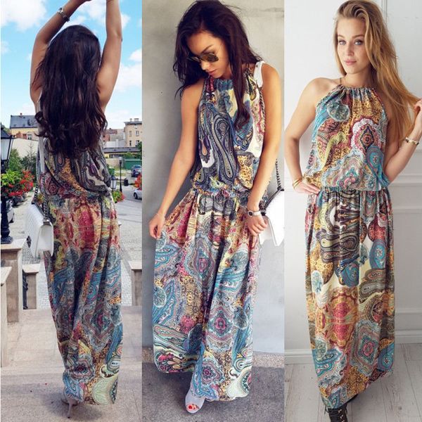 

long dress maxi dresses arrival letter new countryside casual dress sleeveless boho summer long maxi wear halter chic dress ladies, Black;gray