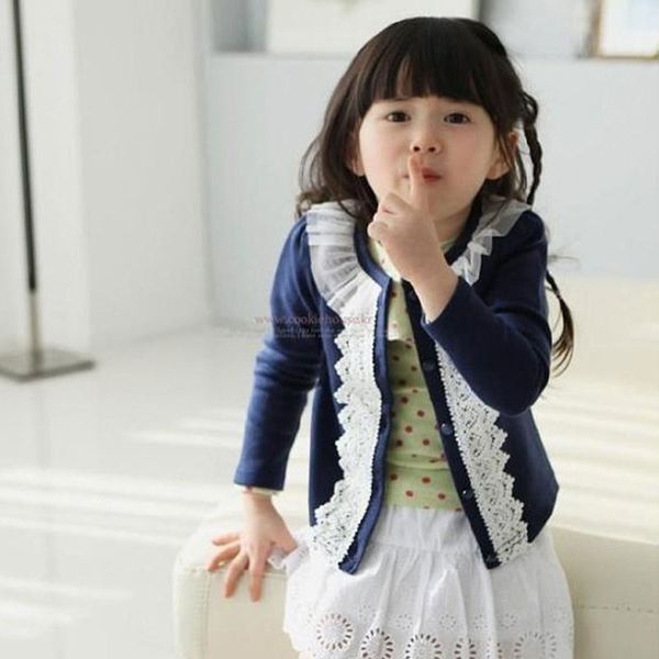 

children coat baby girls thin spring coats long sleeve coat girl's baby jacket autumn outerwear lace, Blue;gray