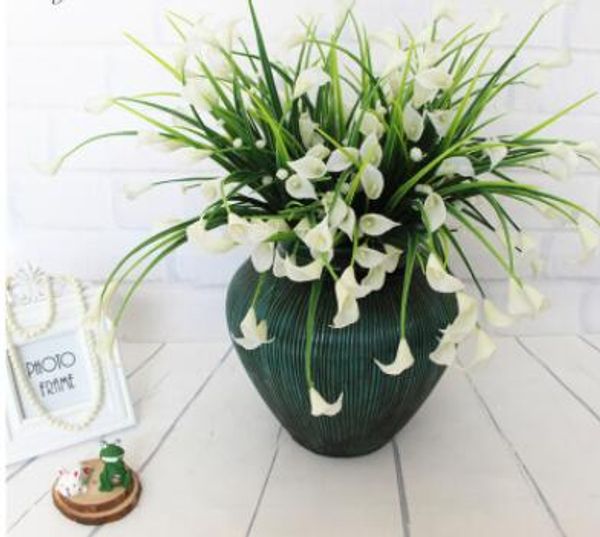 

mini artificial calla with leaf silk fake lily aquatic plants new beautiful 25 heads bouquet home room decoration flower