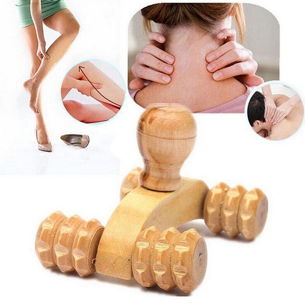 

solid wood full-body four wheels wooden car roller relaxing hand massage tool reflexology face hand foot back body therapy