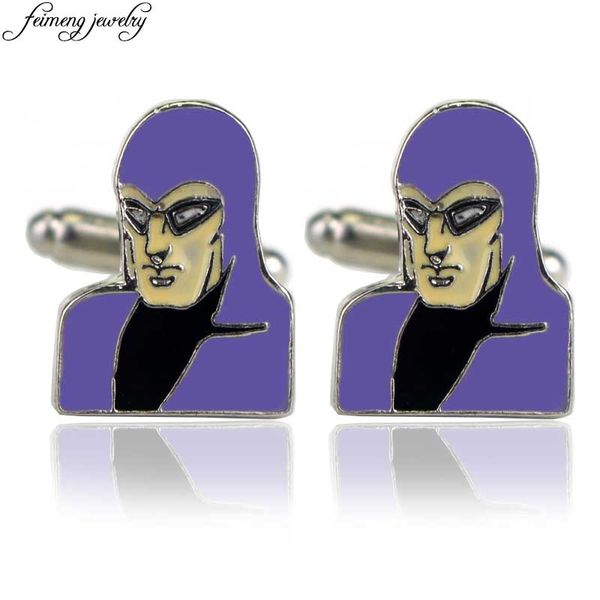 

comics superhero hawkeye cufflinks charm purple enamel shirt brand cuff buttons fashion jewelry accessories for men, Silver;golden