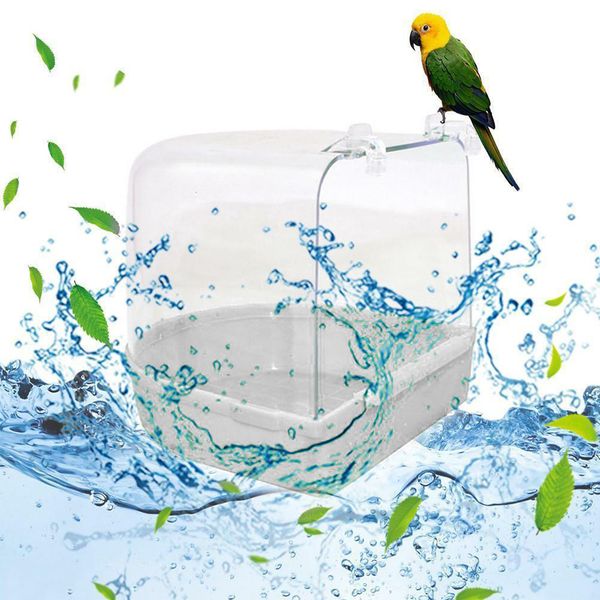 

konesky bird bath bathtub bath box bird cleaning tool cage accessories parrot bath transparent plastic hanging tub shower