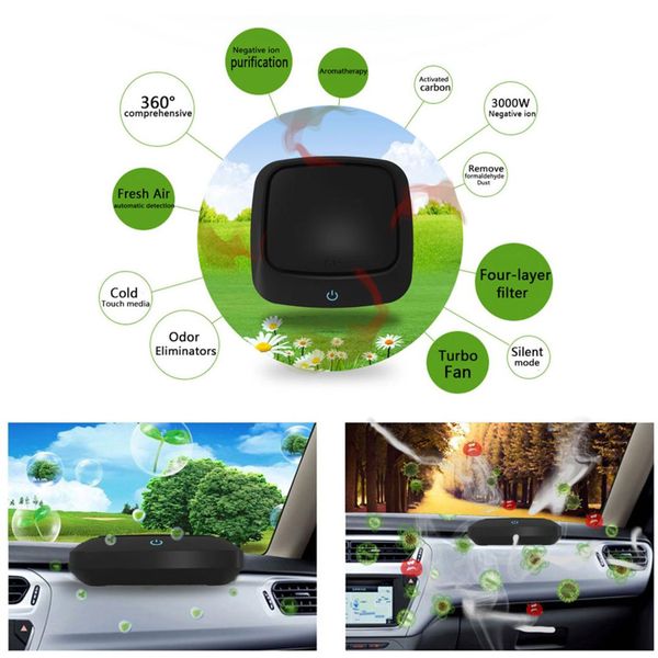 

car air purifier freshener portable usb cleaner auto fresh air anion ionic purifier oxygen bar ozone ionizer interior accessory