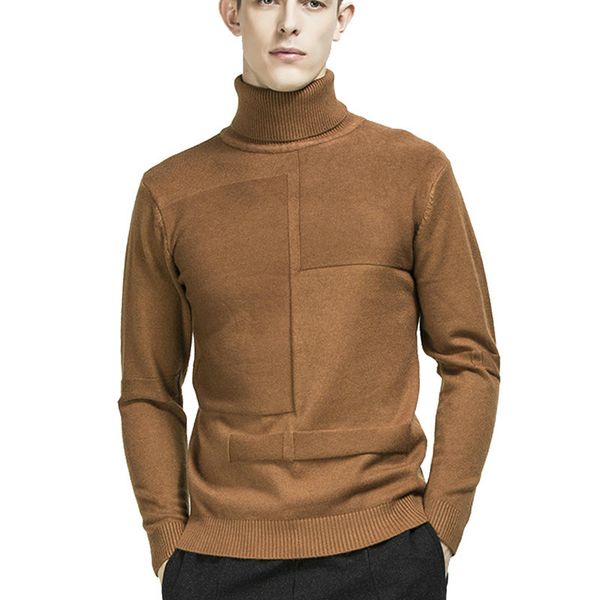 

zogaa осень зима мужская водолазка твердая плед high neck свитер пуловер мужской трикотаж slim fit вязаная перемычки джерси, White;black