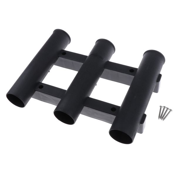 

wall mounted fishing rod holder tube 3 links fishing rod holder rack rest, black