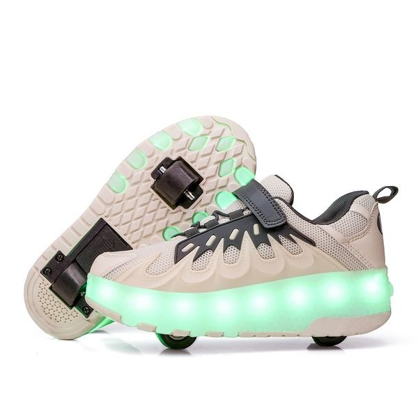 

pksaq kids led light roller shoes for boys girls children luminous light up skate sneakers with wheels kids usb skates shoes