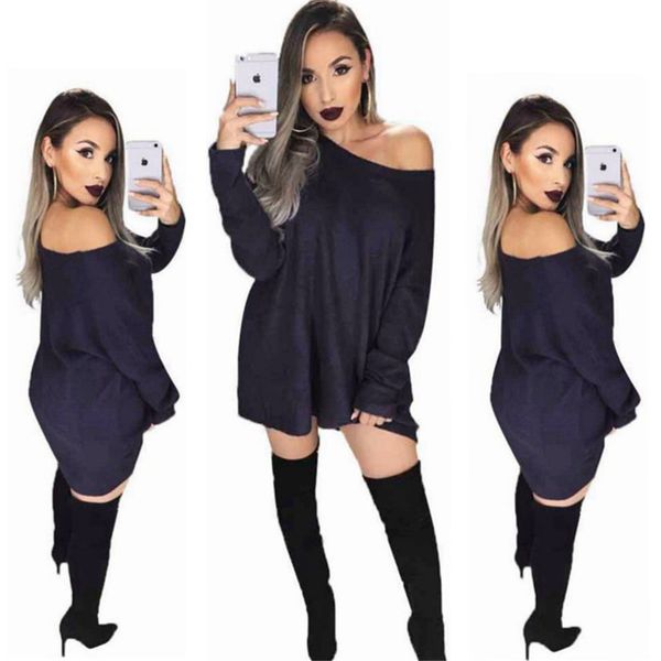 

женская сексуальная с одного плеча с длинным рукавом эластичный bodycon платье сплошной цвет ночной клуб сексуальный косой воротник клубная, Black;gray