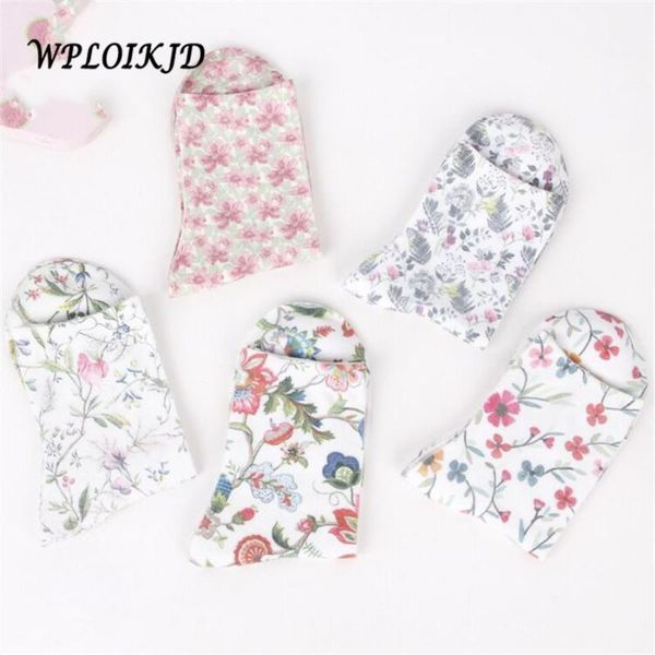 

wploikjd]new spring fall/winter fashion flower printing cotton female women's socks sox socks 5 color meias, Black;white