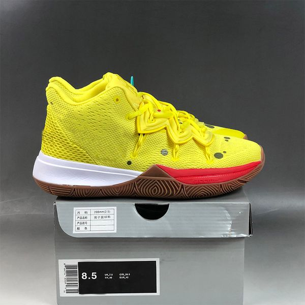 

Kyrie 5 Spong Bob Basketball Shoes 2019 Mens Cartoon Yellow Official Designer Athletic Sport Sneaker Trainer Size 40-46