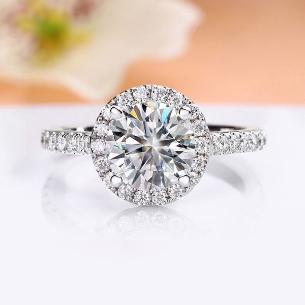 

vintage ring women s925 silver round austria crystal ring lady fashion gemstone wedding banquet jewelry, Golden;silver