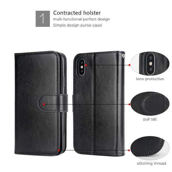 

case for iphone x xs max xr leather luxury wallet card case flip cover for iphone 7 8 plus 6 6s plus 5 5s se phone case
