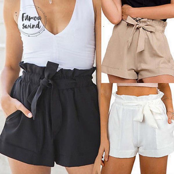 

2019 женщины новые шорты стиль мода горячие моды для женщин lady summer casual высокая талия short sexy bow бич, White;black