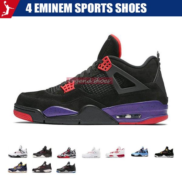 

4 eminem sports shoes encore pure money white cement royalty bred toro bravo thunder green glow shoes 4s mens basketball sneakers, White;red