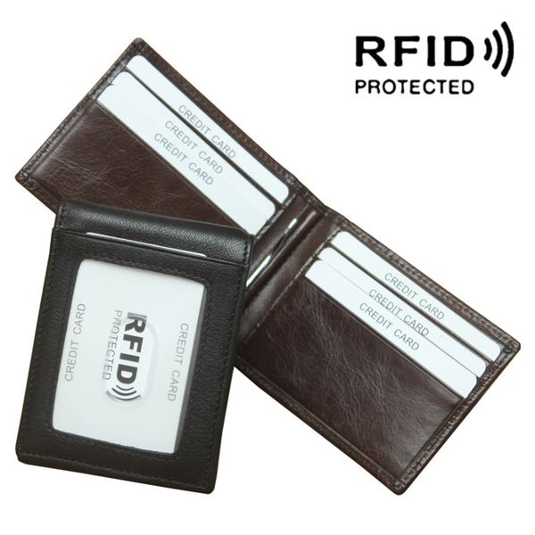 

rfid blocking genuine leather short wallet fold over purses women men card holder banknote pocket cowhide wallet money clipper purse, Red;black