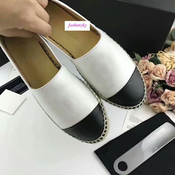 

original boxsummer sandals espadrilles fisherman shoe low heel genuine leather leisure shoes many color, Black