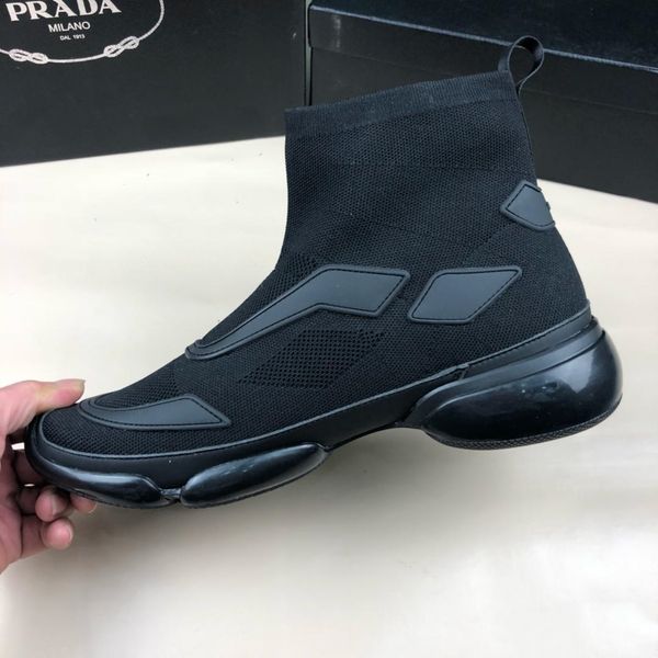

with box mens luxury man genuine leather shoe men's shoes pr p98 sneakers sandals 01, Black