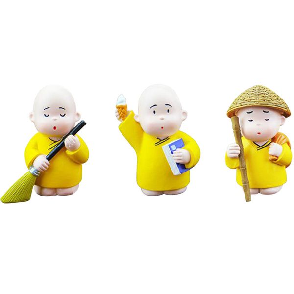 

3 pieces cute monks resin buddha craft auto car interior decoration display dashboard toys ornaments home decorations accessorie