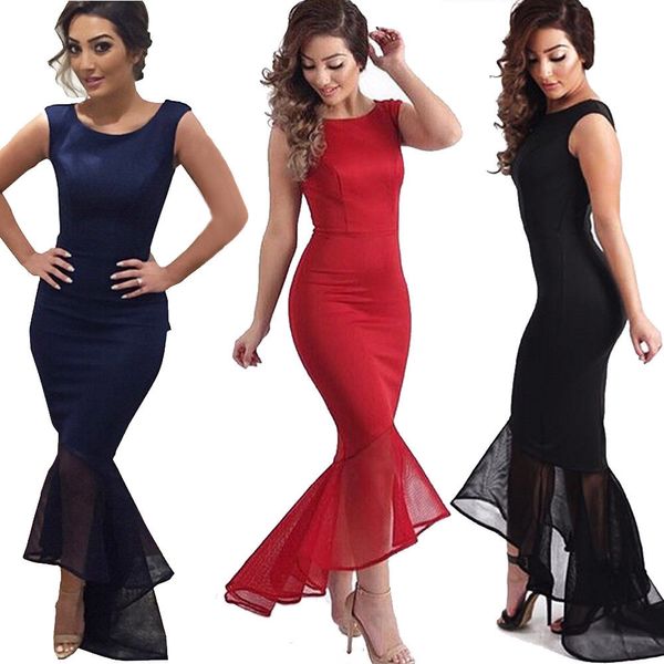 

2018 new women lady clothing dresses formal bodycon skinny slim long brief dress party lace mermaid midi outfits summer, Black;gray