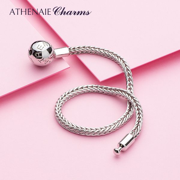 

athenaie 925 sterling silver classic wheat chain charms bracelet with openable clasp for trollbeadsbracelets women/men jewelry, Golden;silver