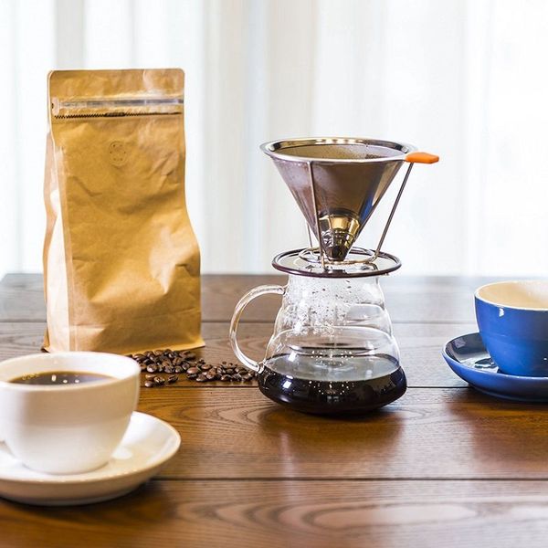 

нержавеющая сталь кофе фильтр корзина многоразовый залить кофе фильтр конус кофе капельница безбумажных открытые портативные фильтры