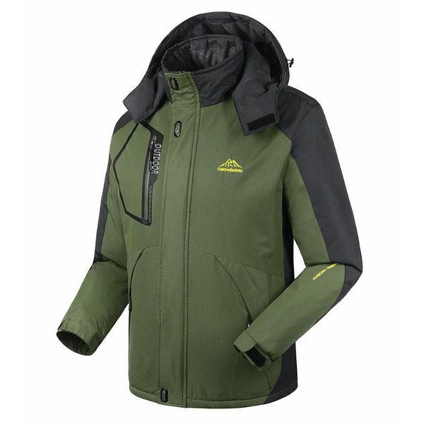 

men winter inner fleece waterproof jacket ski jacket coat camping hiking running outdoor sport warm coat hiking trekking jackets, Blue;black