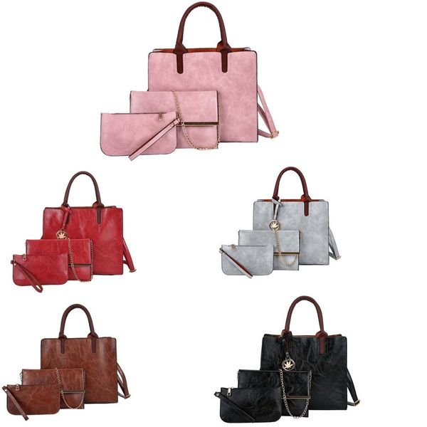

three-piece suit fashion lady bag solid color handbag outdoor messenger bag women packet leather crossbody dropship y10.31